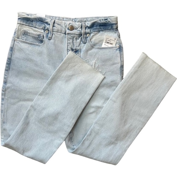 Good American Good Classic Indigo 120 Raw Hem Distressed Jeans, size 2/26 - Picture 5 of 15